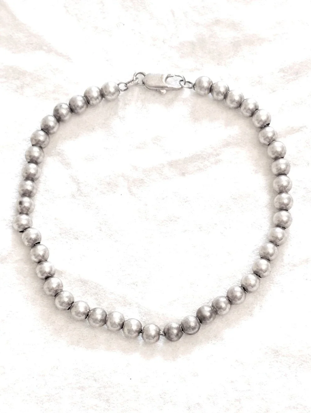 Vintage Unisex Sterling Silver Ball Bead Bracelet Made in Italy